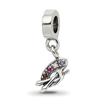 Sterling Silver Reflections Artist Palette Multi-color CZ Dangle Bead view 1