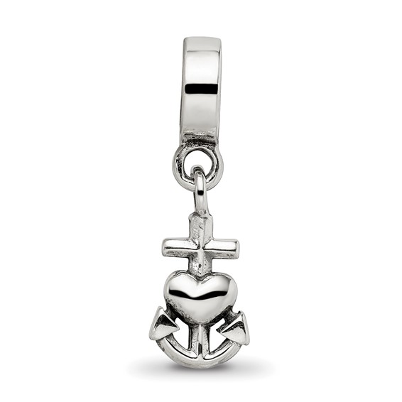 Sterling Silver Reflections Heart, Cross & Anchor Dangle Bead