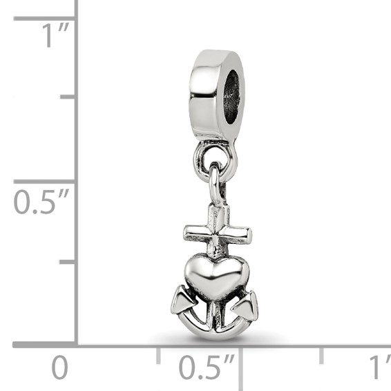 Sterling Silver Reflections Heart, Cross & Anchor Dangle Bead