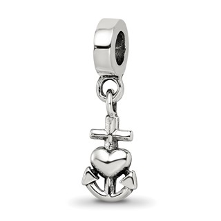 Sterling Silver Reflections Heart, Cross & Anchor Dangle Bead