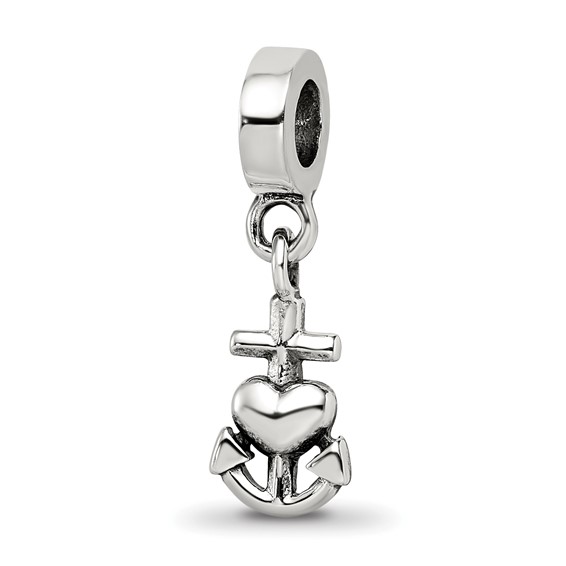 Sterling Silver Reflections Heart, Cross & Anchor Dangle Bead