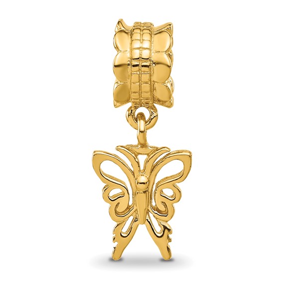 Sterling Silver Reflections Gold-plated Butterfly Dangle Bead