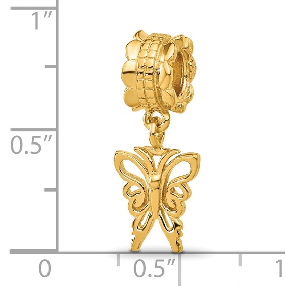 Sterling Silver Reflections Gold-plated Butterfly Dangle Bead