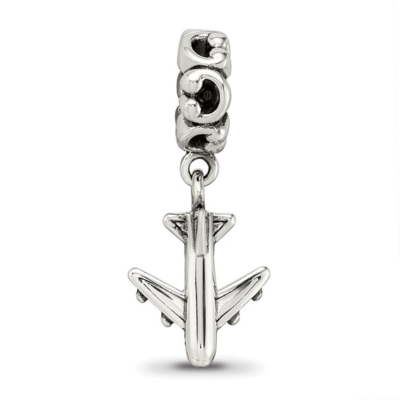 Sterling Silver Reflections Airplane Dangle Bead
