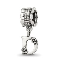Sterling Silver Reflections Letter D Dangle Bead view 1
