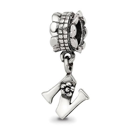 Sterling Silver Reflections Letter N Dangle Bead