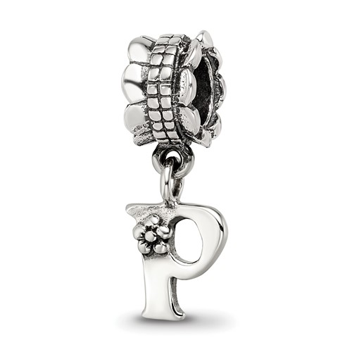 Sterling Silver Reflections Letter P Dangle Bead