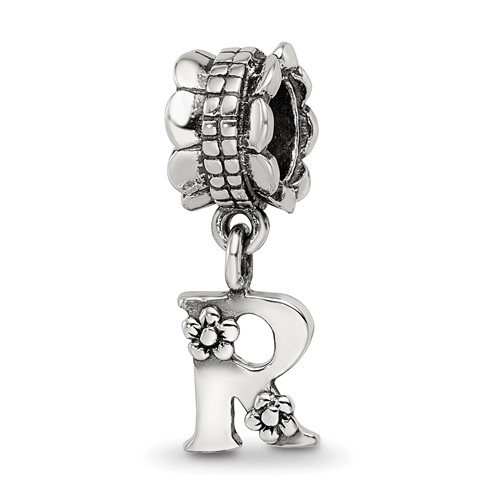 Sterling Silver Reflections Letter R Dangle Bead