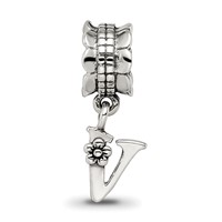 Sterling Silver Reflections Letter V Dangle Bead view 4