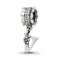 Sterling Silver Reflections Letter V Dangle Bead view 1