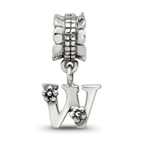 Sterling Silver Reflections Letter W Dangle Bead view 4
