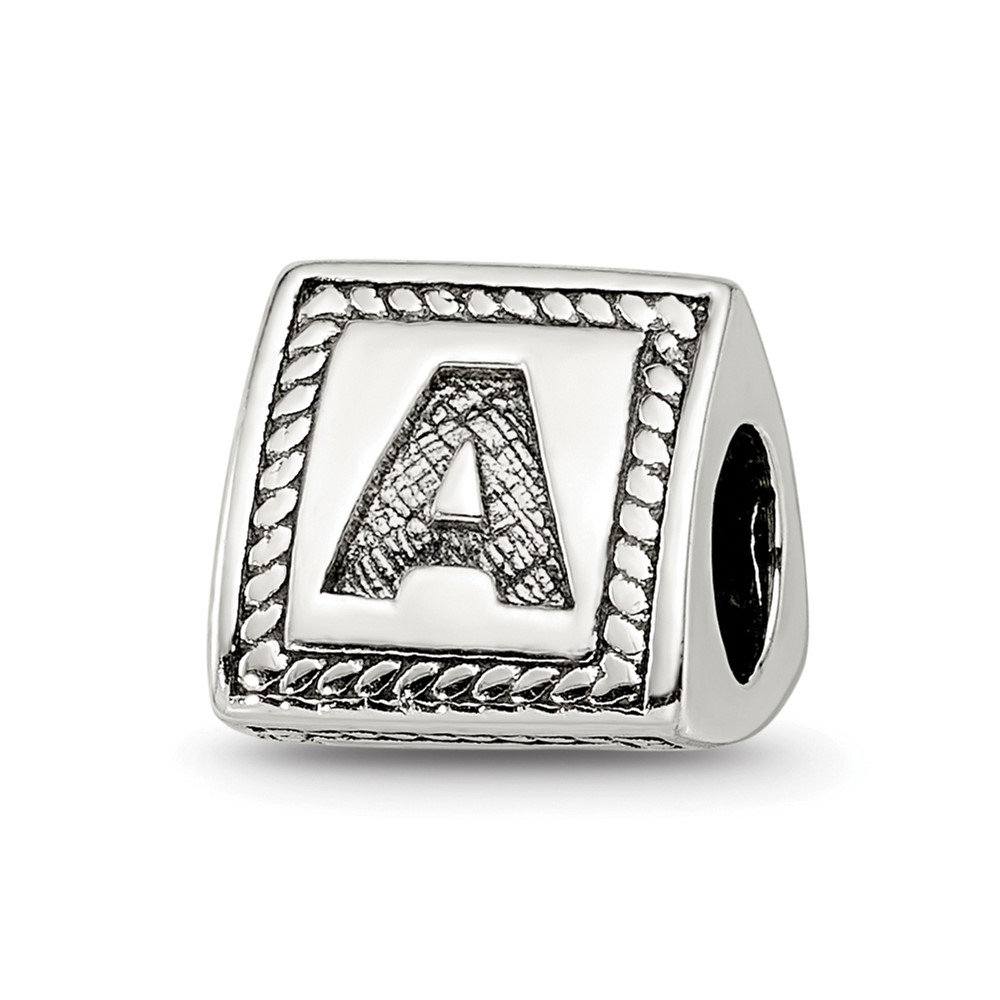 Sterling Silver Reflections Letter a Triangle Block Bead