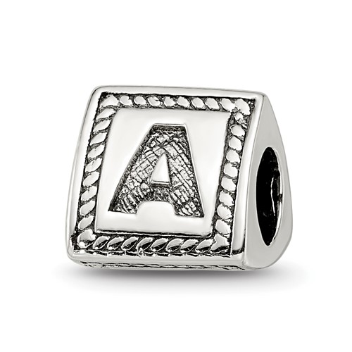Sterling Silver Reflections Letter a Triangle Block Bead