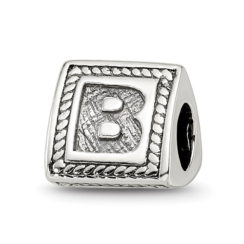 Sterling Silver Reflections Letter B Triangle Block Bead