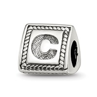 Sterling Silver Reflections Letter C Triangle Block Bead view 1