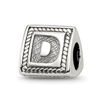 Sterling Silver Reflections Letter D Triangle Block Bead view 1