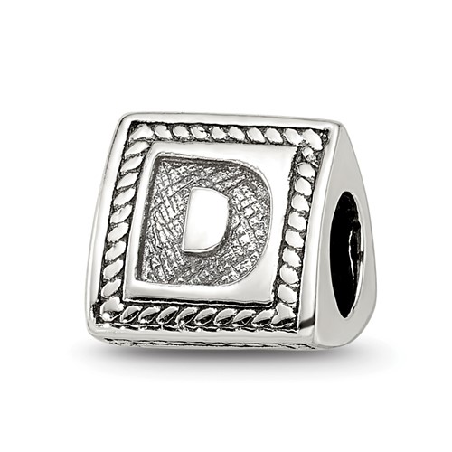 Sterling Silver Reflections Letter D Triangle Block Bead