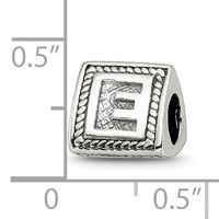 Sterling Silver Reflections Letter E Triangle Block Bead view 4