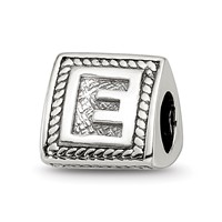 Sterling Silver Reflections Letter E Triangle Block Bead view 1