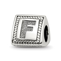 Sterling Silver Reflections Letter F Triangle Block Bead view 1