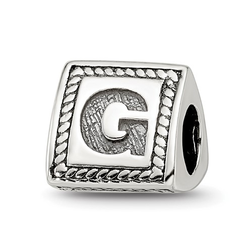 Sterling Silver Reflections Letter G Triangle Block Bead