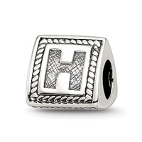 Sterling Silver Reflections Letter H Triangle Block Bead view 1