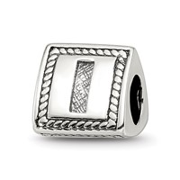 Sterling Silver Reflections Letter I Triangle Block Bead view 1
