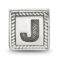 Sterling Silver Reflections Letter J Triangle Block Bead view 3