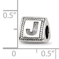 Sterling Silver Reflections Letter J Triangle Block Bead view 4