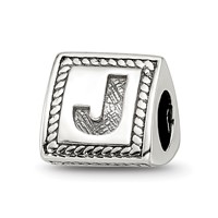 Sterling Silver Reflections Letter J Triangle Block Bead view 1