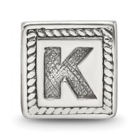 Sterling Silver Reflections Letter K Triangle Block Bead view 3