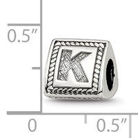 Sterling Silver Reflections Letter K Triangle Block Bead view 4