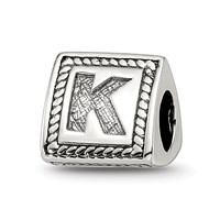 Sterling Silver Reflections Letter K Triangle Block Bead view 1