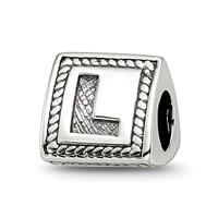 Sterling Silver Reflections Letter L Triangle Block Bead view 1