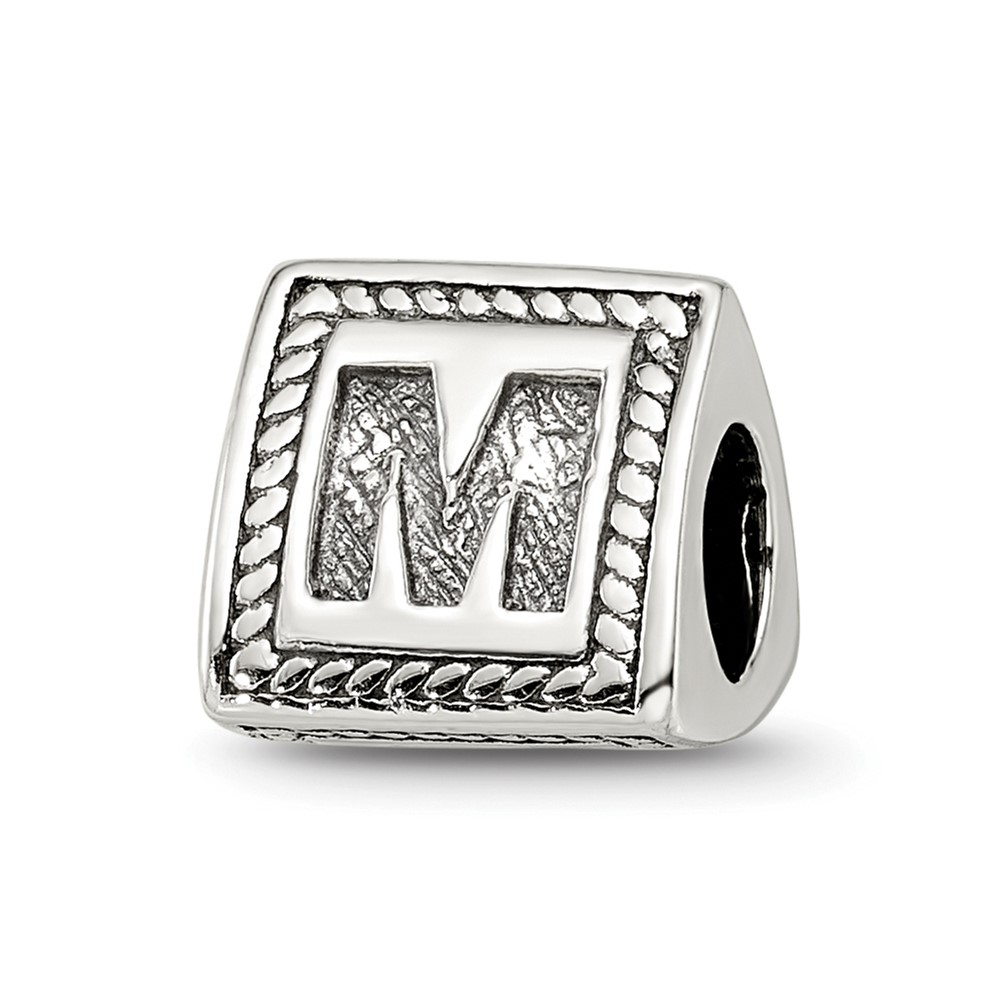 Sterling Silver Reflections Letter M Triangle Block Bead