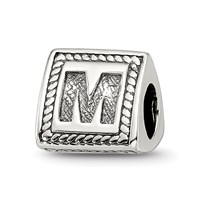 Sterling Silver Reflections Letter M Triangle Block Bead view 1
