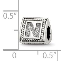 Sterling Silver Reflections Letter N Triangle Block Bead view 4