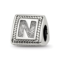 Sterling Silver Reflections Letter N Triangle Block Bead view 1