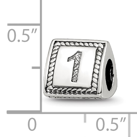 Sterling Silver Reflections Number Triangle Block Beads
