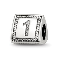 Sterling Silver Reflections Number 1 Triangle Block Bead view 1