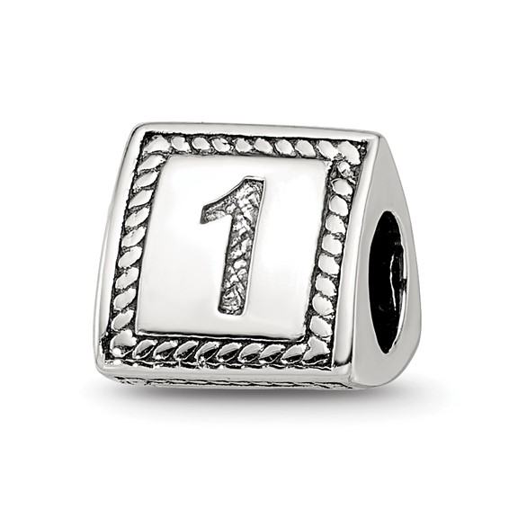 Sterling Silver Reflections Number Triangle Block Beads