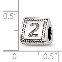 Sterling Silver Reflections Number 2 Triangle Block Bead view 4