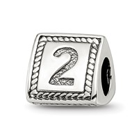 Sterling Silver Reflections Number 2 Triangle Block Bead view 1