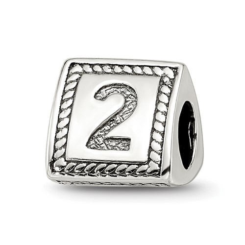 Sterling Silver Reflections Number 2 Triangle Block Bead
