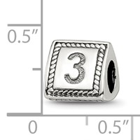 Sterling Silver Reflections Number 3 Triangle Block Bead view 4