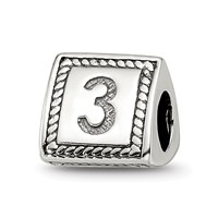 Sterling Silver Reflections Number 3 Triangle Block Bead view 1