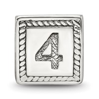 Sterling Silver Reflections Number 4 Triangle Block Bead view 3