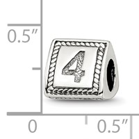 Sterling Silver Reflections Number 4 Triangle Block Bead view 4