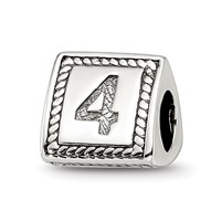 Sterling Silver Reflections Number 4 Triangle Block Bead view 1