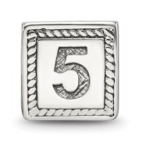 Sterling Silver Reflections Number 5 Triangle Block Bead view 3